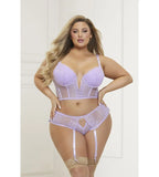 Seven til Midnight Two Piece Lace Cropped Bustier And Panty Set...SIZE XL