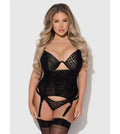 Snake Velvet-Burnout Mesh Bustier & Thong Set