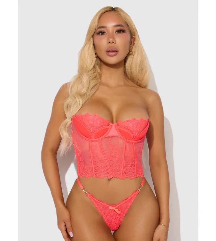 Embroidered Bustier & Tanga Set